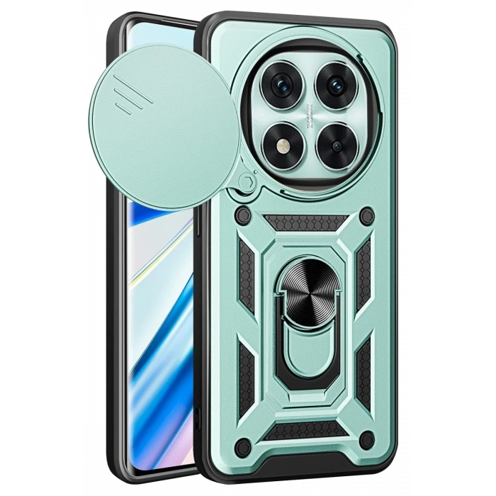 Xiaomi Redmi Note 14 Pro 4G Kılıf Pars Lens Yüzüklü Silikon - Yeşil