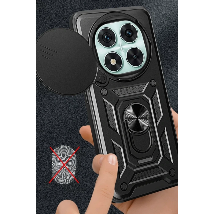 Xiaomi Redmi Note 14 Pro 5G Kılıf Pars Lens Yüzüklü Silikon - Siyah