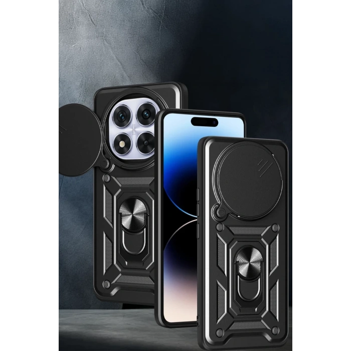Xiaomi Redmi Note 14 Pro Plus Kılıf Pars Lens Yüzüklü Silikon - Siyah
