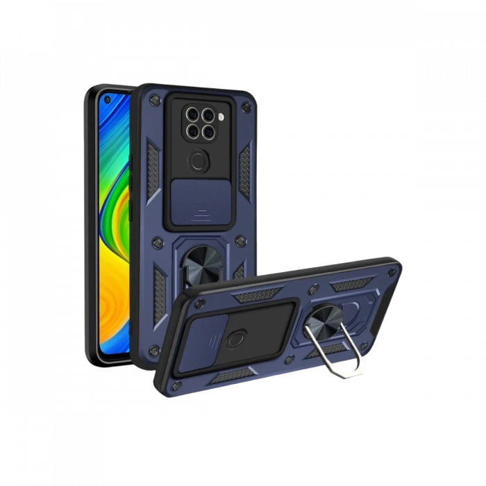 Xiaomi Redmi Note 9 4G Kılıf Pars Lens Yüzüklü Silikon - Lacivert