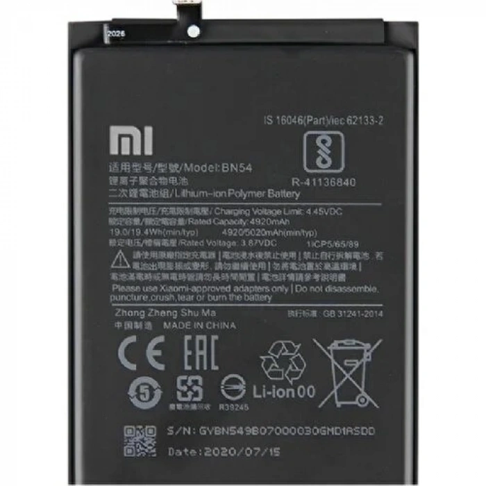 Redmi Note 9 (BN54) Batarya Pil