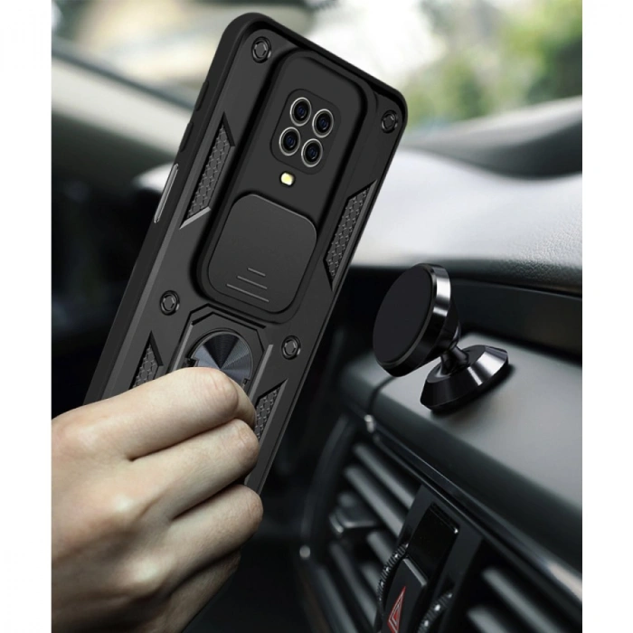 Redmi Note 9 Pro Kılıf Pars Lens Yüzüklü Silikon - Yeşil