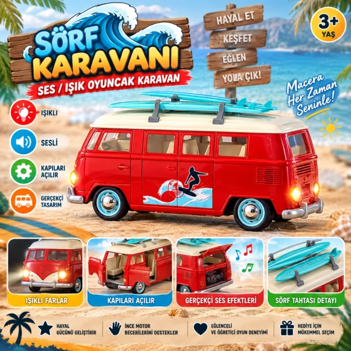 S01005718 SÖRF KARAVANI SES/IŞIK OYUNCAK KARAVAN