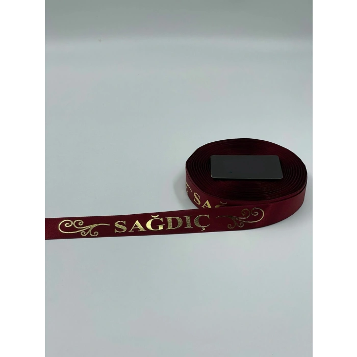 Sağdıç Baskılı Kol Kurdelesi - Bordo - 1 TOP - 50 METRE