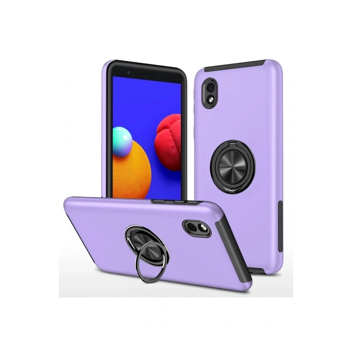 Samsung Galaxy A01 Core Uyumlu Kılıf Elit Yüzüklü Kapak - Mor