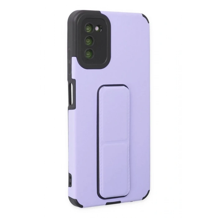 Samsung Galaxy A03S Uyumlu Kılıf Mega Standlı Silikon - Lila