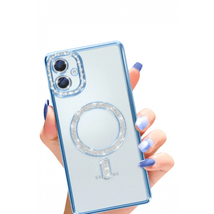 Samsung Galaxy A06 Joke Simli Magneticsafe Kılıf - Mavi