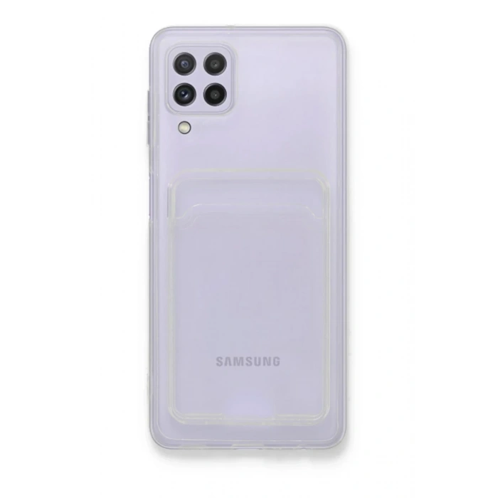Samsung Galaxy A22 Uyumlu Kılıf Kart Şeffaf Silikon - Şeffaf