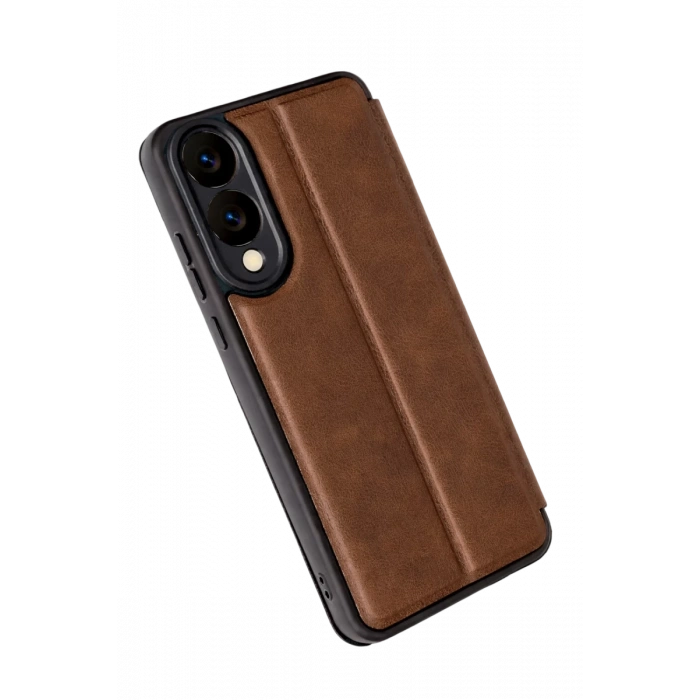 Samsung Galaxy S25 Uyumlu Edge Flip Cover - Taba