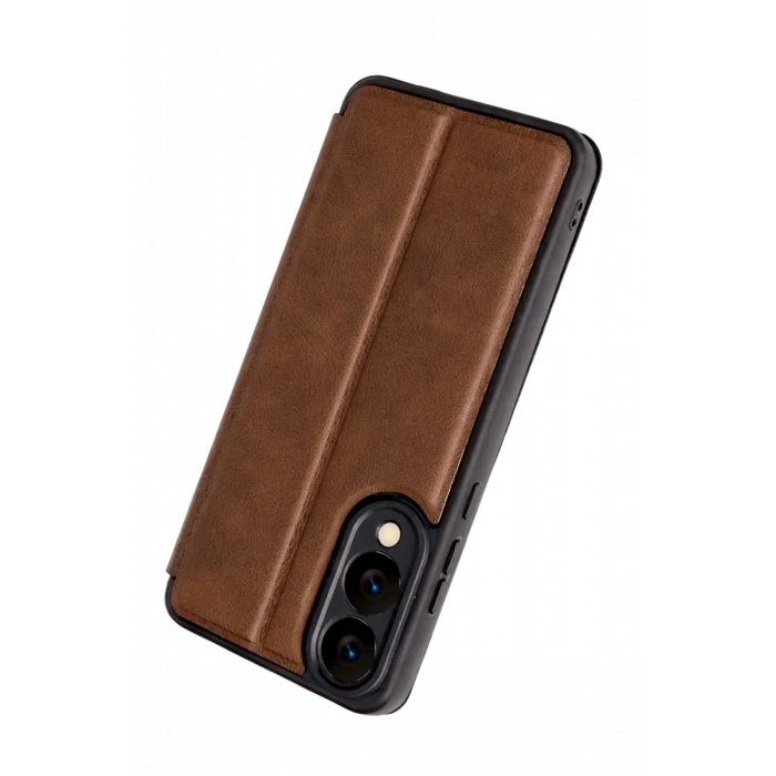 Samsung Galaxy S25 Uyumlu Edge Flip Cover - Taba