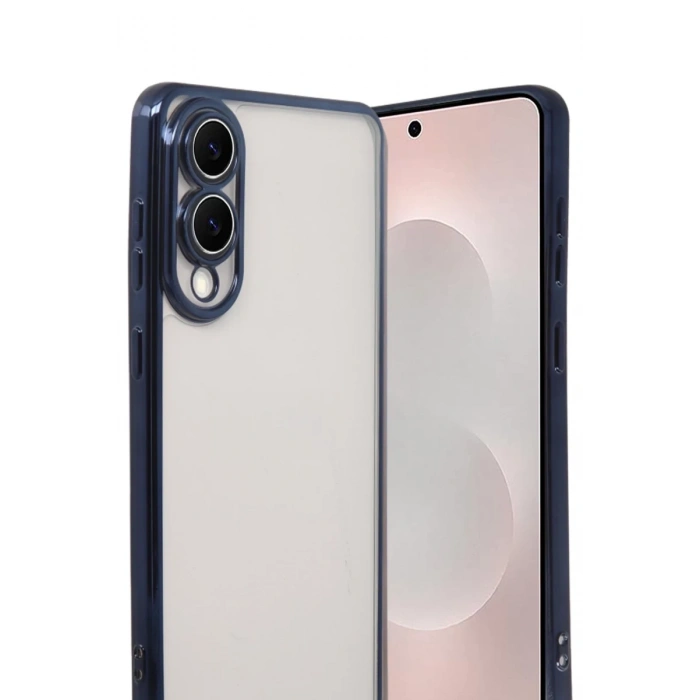 Samsung Galaxy S25 Uyumlu Edge Lensli Silikon - Lacivert