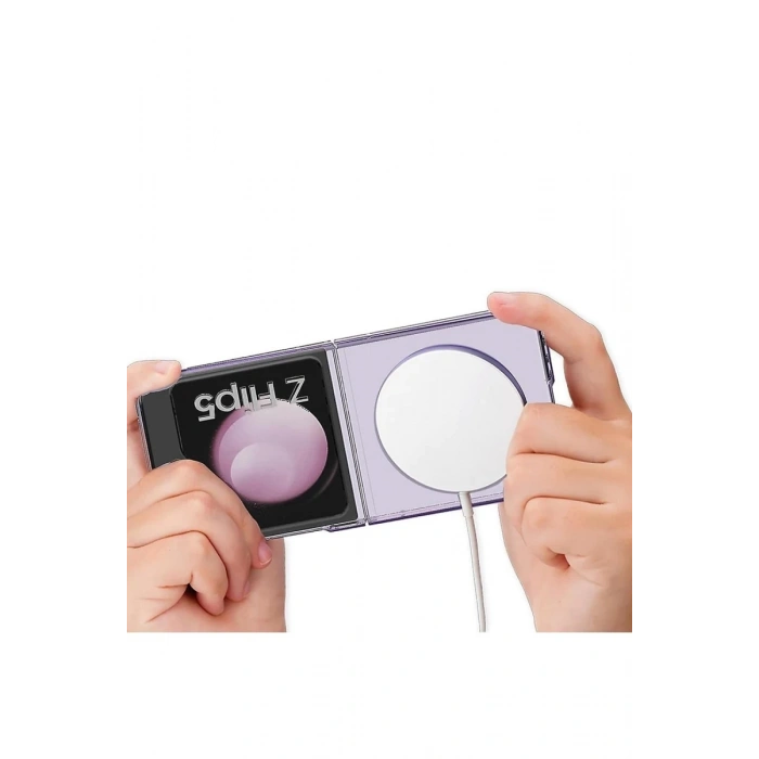 Samsung Galaxy Z Flip 5 Kılıf Magneticsafe Şeffaf Silikon - Şeffaf