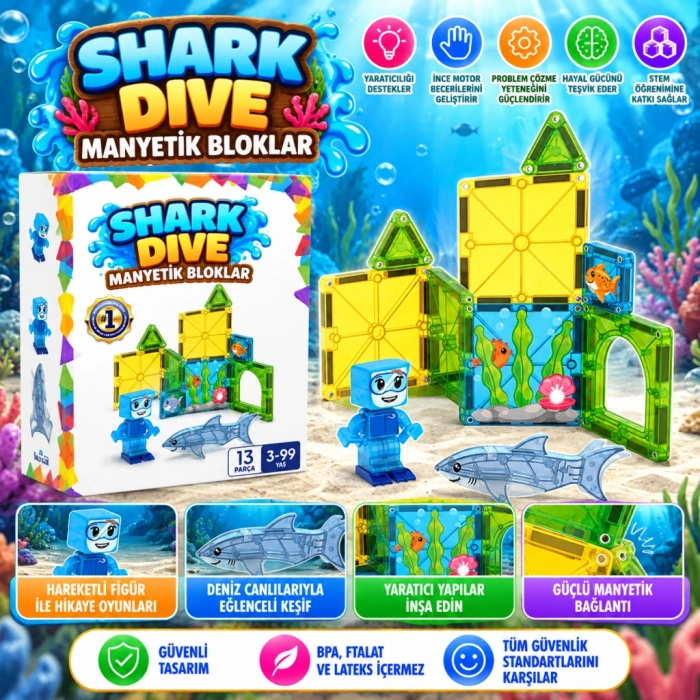 Shark Dive Manyetik Bloklar 13 Parça