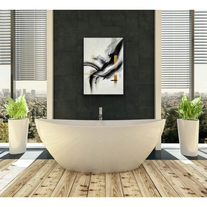 Siyah Gold Soyut Kanvas Tablo 70x100cm