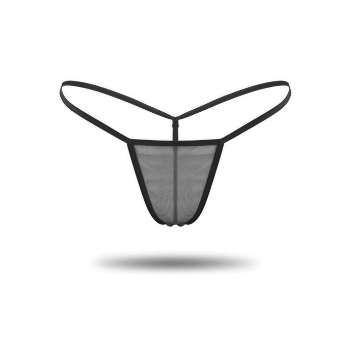 Siyah Transparan Tül String Tanga TM1114