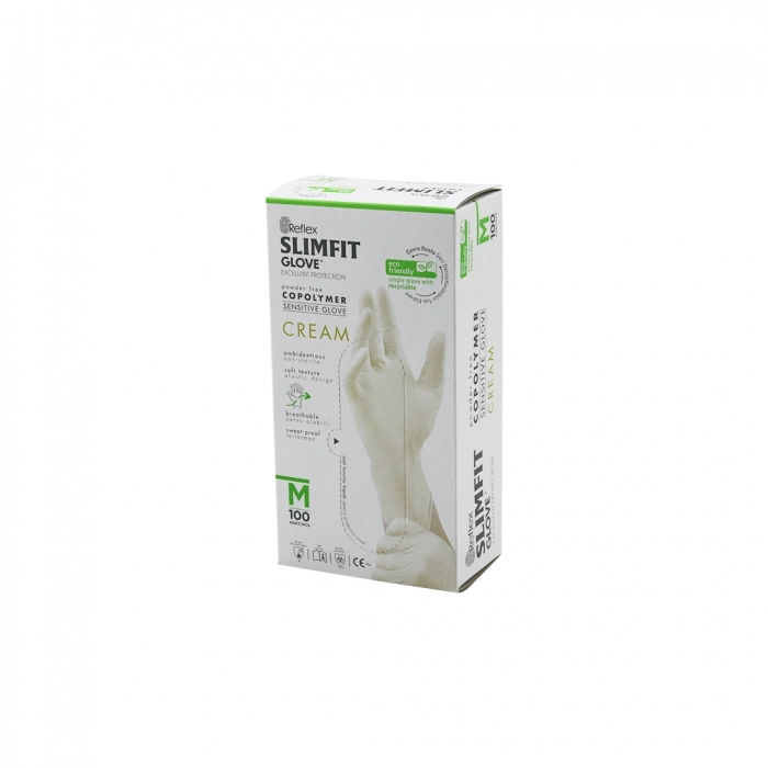 Slimfit Pudrasız Muayene Eldiven M Krem 100lü