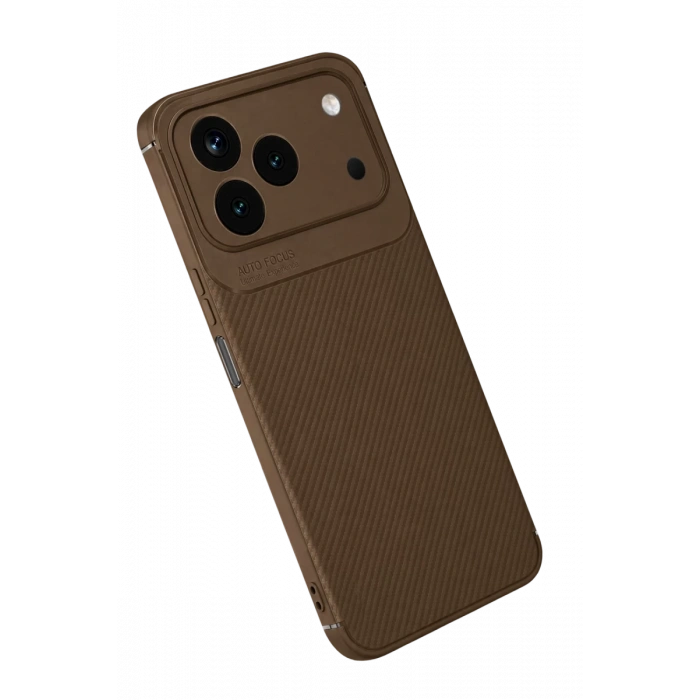 Tecno Spark 50 4G Auto Focus Karbon Kapak - Kahverengi