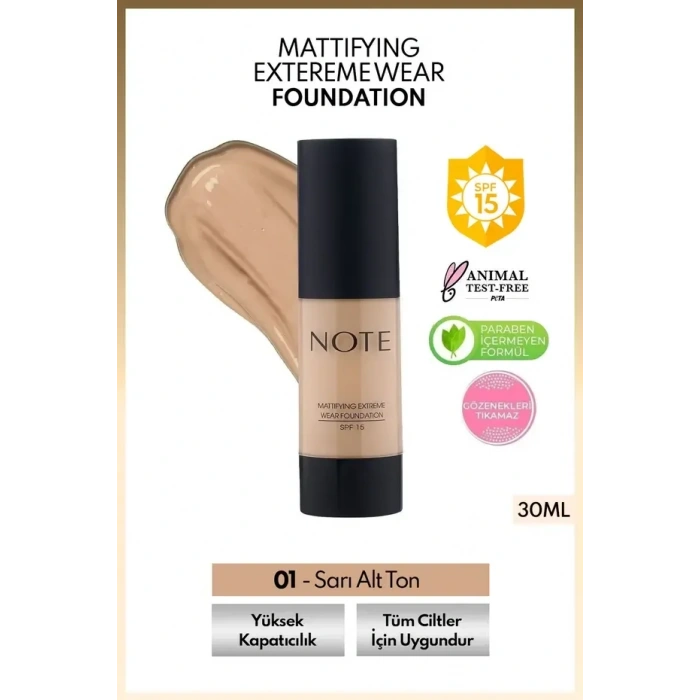 SPF 15 Mat Kapatıcı Fondöten - 01 Beige