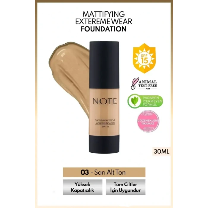 SPF 15 Mat Kapatıcı Fondöten - 03 Medium Beige