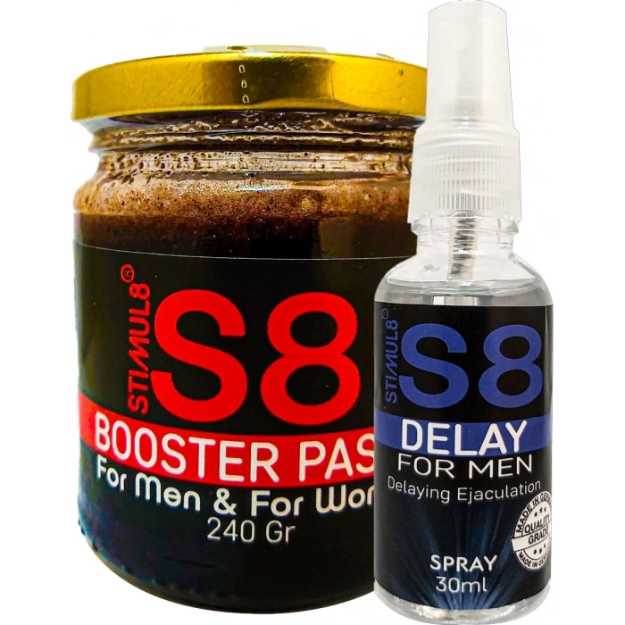 Stımul8 (S8) DELAY30 Mlsprey + Erkeklere Ekstradestek Özel PERFORMANSMACUNU240 gr