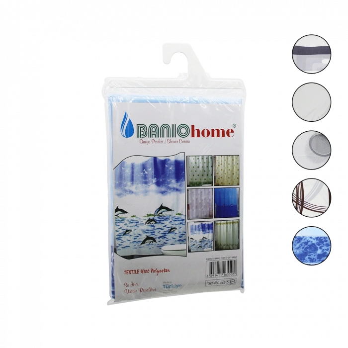 Su İtici Polyester Banyo Perdesi Çift Kanat