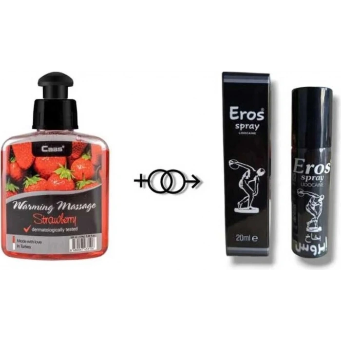 Süper Çilek Aromalı Cinsel Masaj Yağı 100 ml + Eros G.ctrci Sprey 20 ml