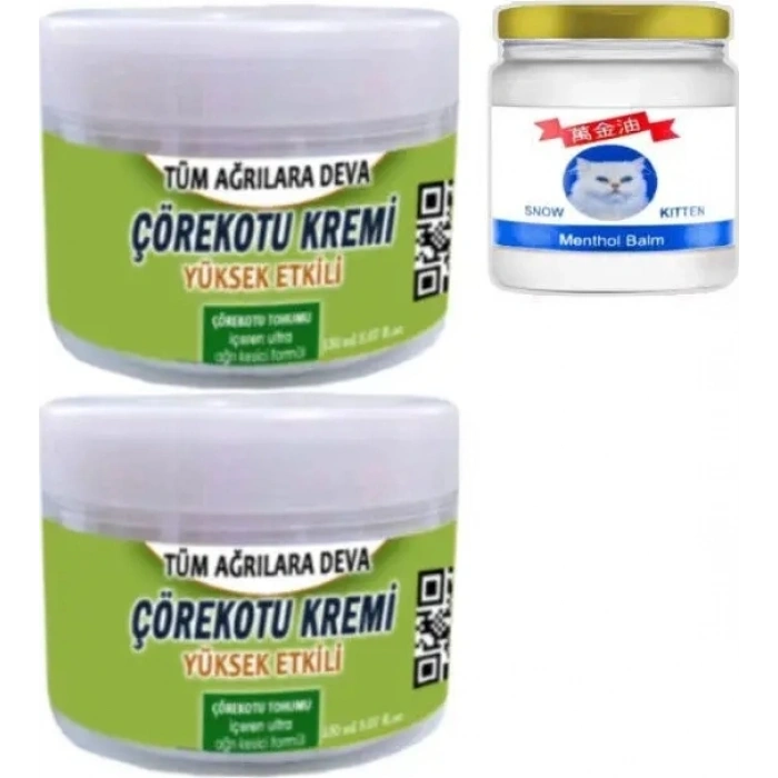 Süper Çörek Otu Kremi 2X150 ml Krem +Snow Kitten 50 ml Menthol Balm