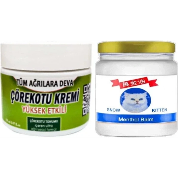 Süper Çörek Otu Kremi Orta Boy 100 ml Krem - Snow Kitten Menthol Balm 50 ml