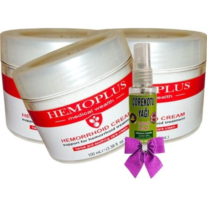 Süper Hemoplus Bakım Kremi 100 ml x 3 Adet + Çörek Otu Yağı 30 ml
