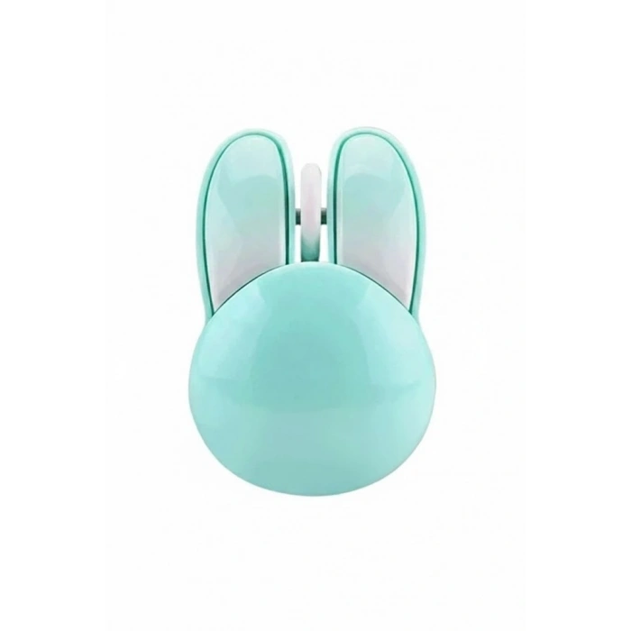 Tavşan Figürlü Kablosuz Mouse Pil Dahil Etiket Hediyeli Mavi