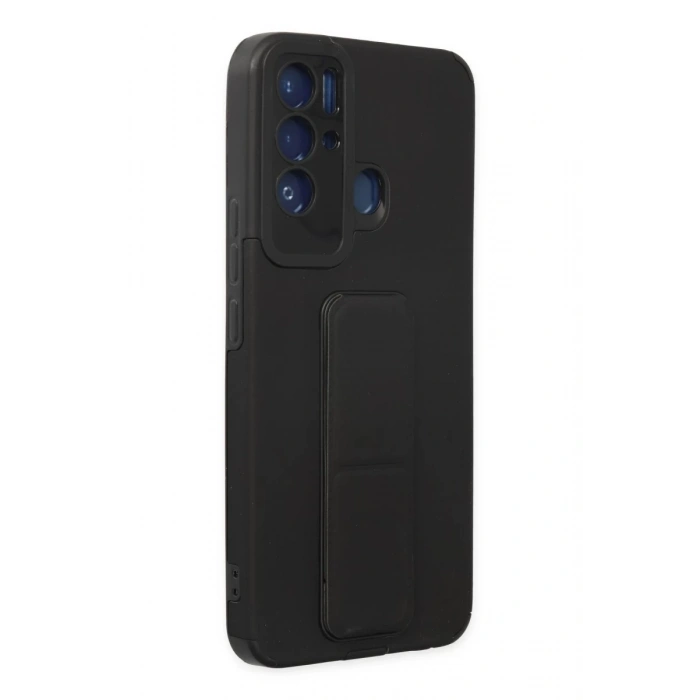 Tecno Pova Neo Kılıf Mega Standlı Silikon - Siyah