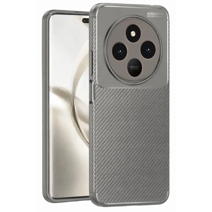 Tecno Spark 30 Uyumlu Kılıf Auto Focus Karbon Kapak - Gri