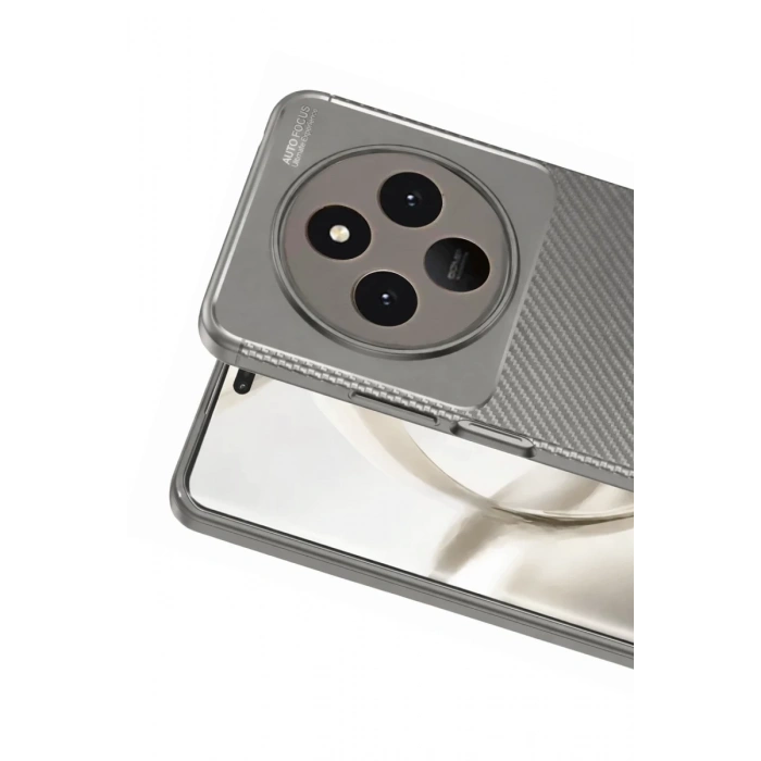 Tecno Spark 30 Uyumlu Kılıf Auto Focus Karbon Kapak - Gri