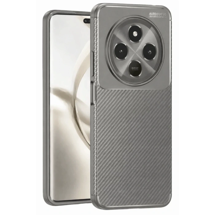Tecno Spark 30C Uyumlu Kılıf Auto Focus Karbon Kapak - Gri