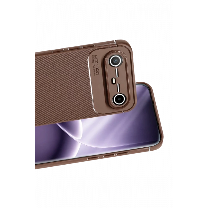 Tecno Spark Slim 5G Auto Focus Karbon Kapak - Kahverengi