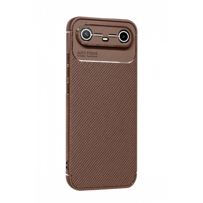 Tecno Spark Slim 5G Auto Focus Karbon Kapak - Kahverengi