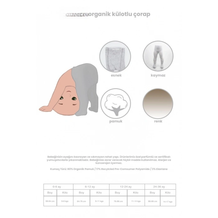 Tekli Düz Külotlu Çorap 50104 Beyaz