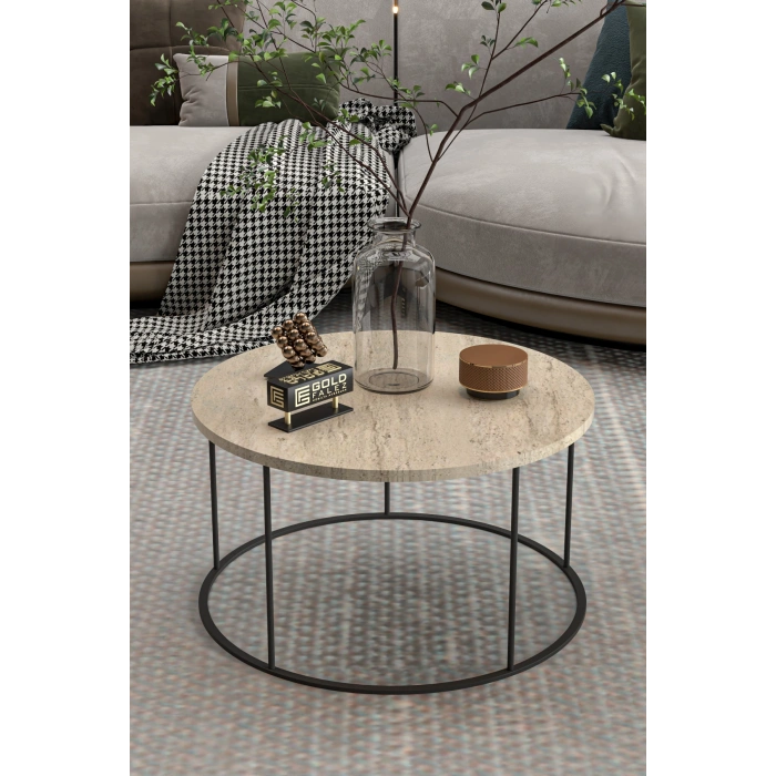 Terra Yuvarlak Orta Sehpa Bej 70 cm