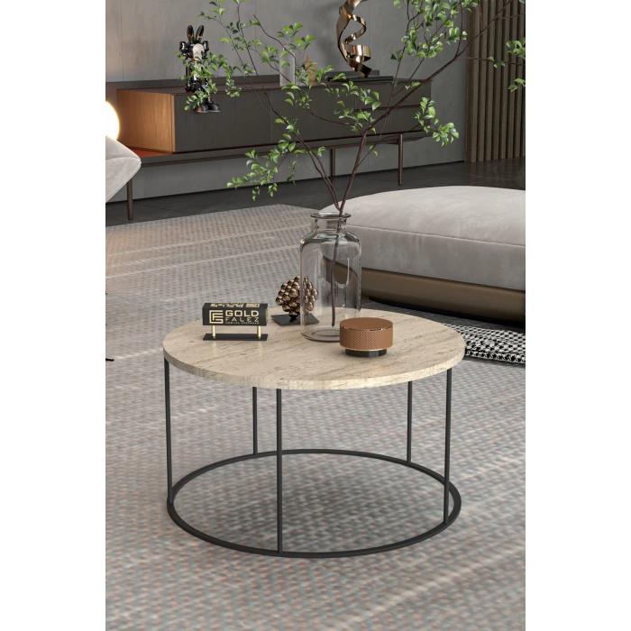 Terra Yuvarlak Orta Sehpa Bej 70 cm