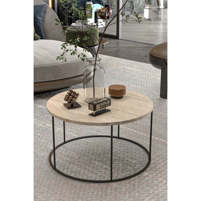 Terra Yuvarlak Orta Sehpa Bej 70 cm