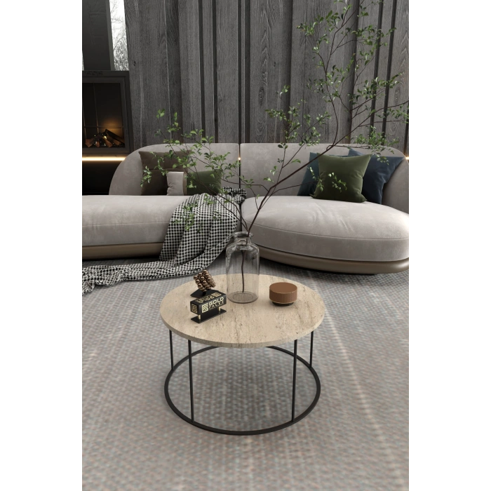 Terra Yuvarlak Orta Sehpa Bej 70 cm