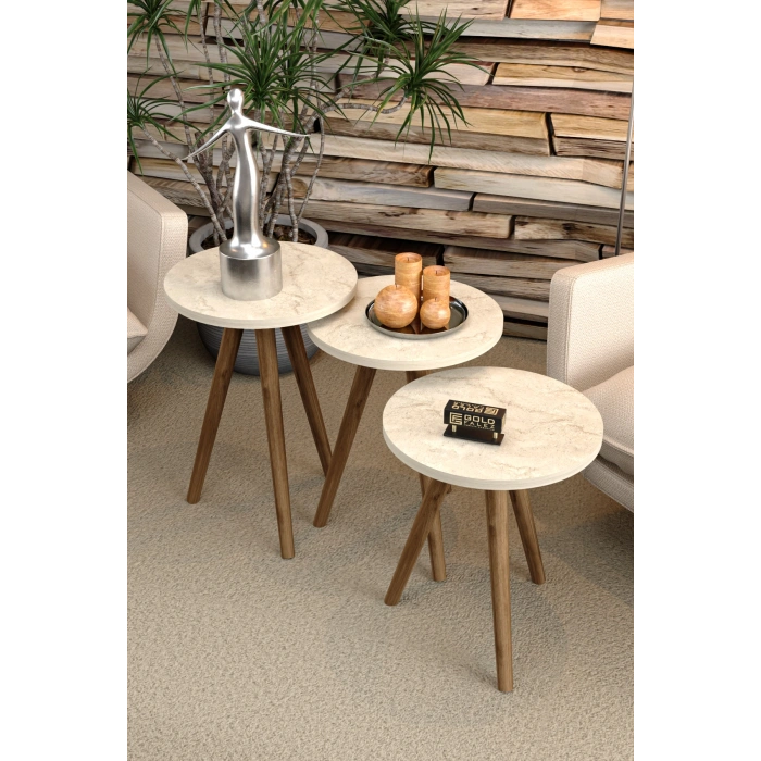 Torna Sehpa Seti Traverten Bej 4lü