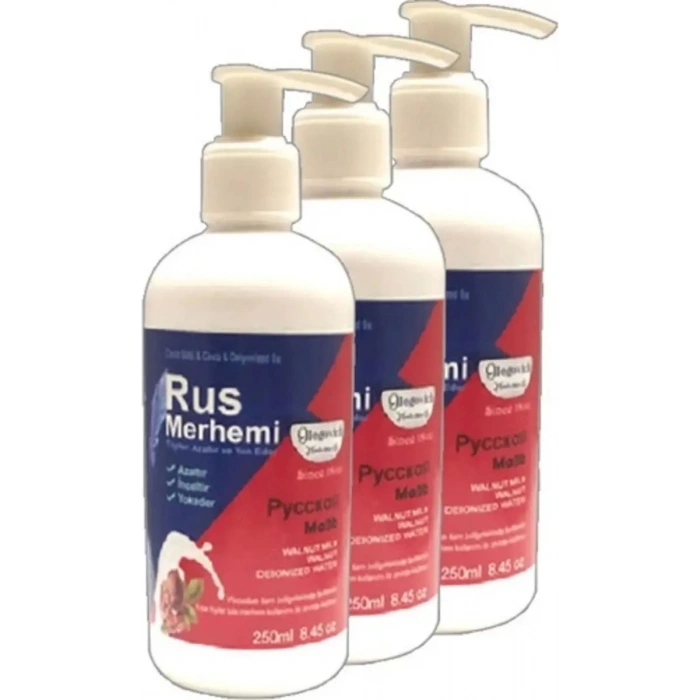 Tüylere Krem 3 Adet 250 ml Ceviz Sütlü & Cevizli Russ Merhemi