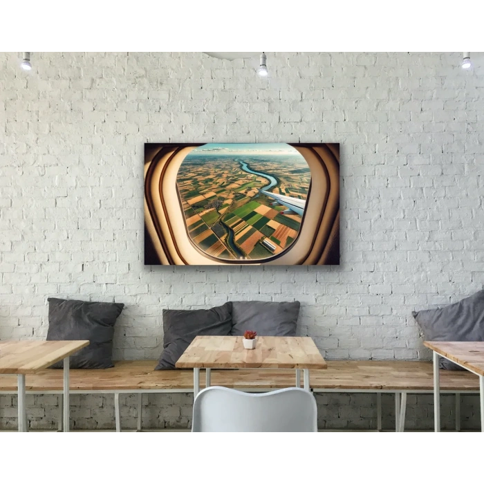 Uçak Penceresi Manzara Kanvas Tablo 100x160cm