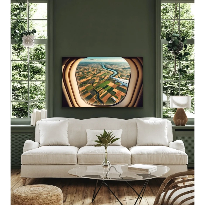 Uçak Penceresi Manzara Kanvas Tablo 100x160cm