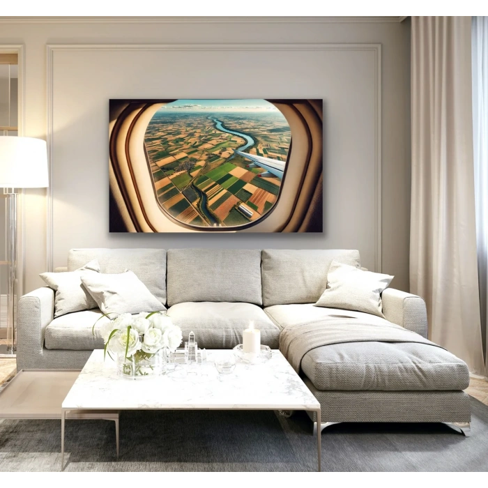 Uçak Penceresi Manzara Kanvas Tablo 100x160cm