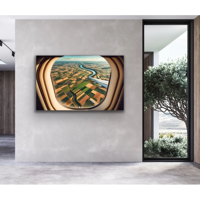 Uçak Penceresi Manzara Kanvas Tablo 100x160cm
