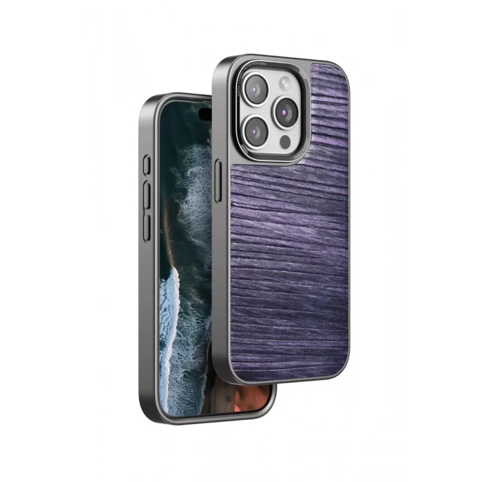 Venco Apple iPhone 15 Pro Uyumlu Wave Kapak - Derin Mor
