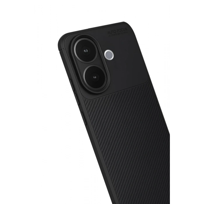 Vivo V60 Lite Uyumlu Auto Focus Karbon Kapak - Siyah
