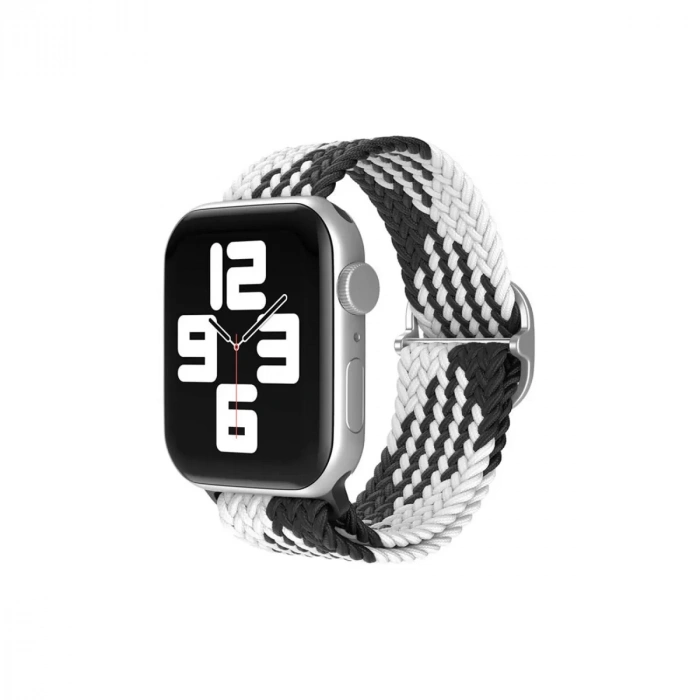 Watch 20mm Uyumlu Star Kordon - Siyah-Beyaz